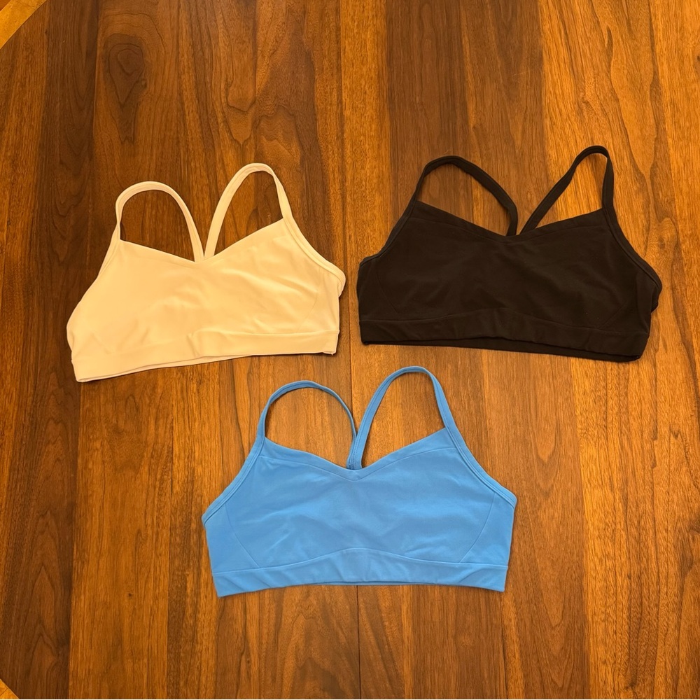 Athleta Vital Sports Bra - set of 3 Black, White, and Blue size Lg